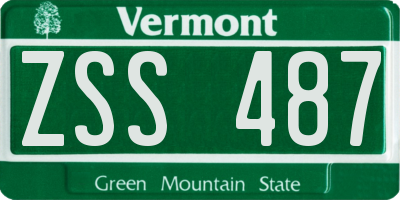 VT license plate ZSS487