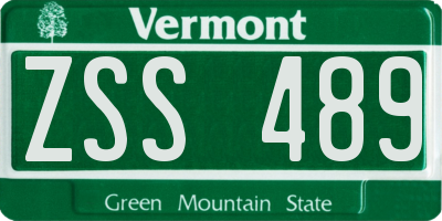 VT license plate ZSS489