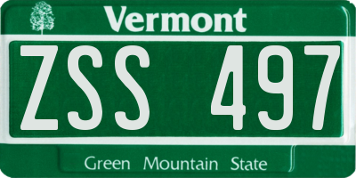VT license plate ZSS497