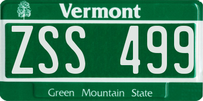 VT license plate ZSS499