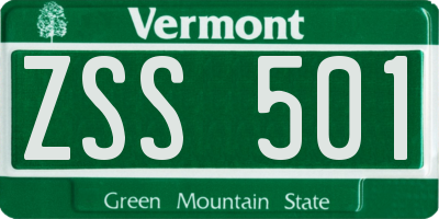VT license plate ZSS501