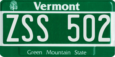 VT license plate ZSS502