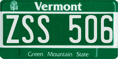 VT license plate ZSS506