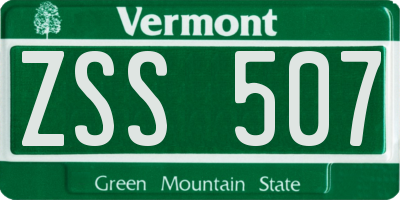 VT license plate ZSS507