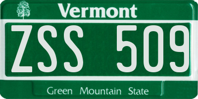 VT license plate ZSS509