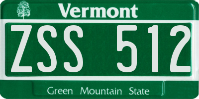 VT license plate ZSS512