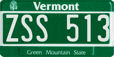 VT license plate ZSS513