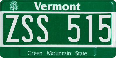 VT license plate ZSS515