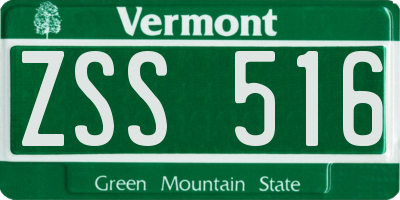 VT license plate ZSS516