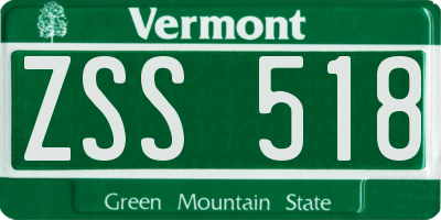 VT license plate ZSS518