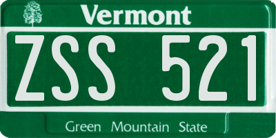 VT license plate ZSS521