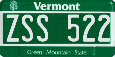 VT license plate ZSS522
