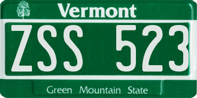 VT license plate ZSS523