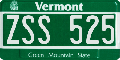 VT license plate ZSS525