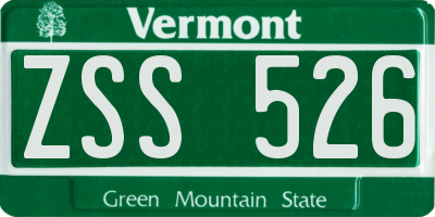 VT license plate ZSS526