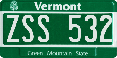 VT license plate ZSS532