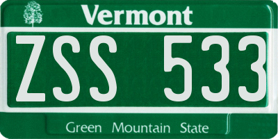 VT license plate ZSS533