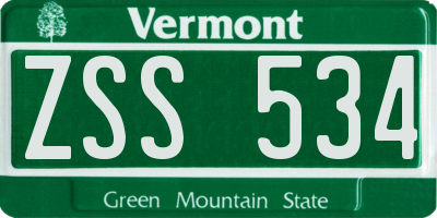 VT license plate ZSS534