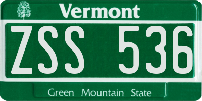 VT license plate ZSS536
