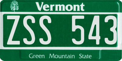 VT license plate ZSS543