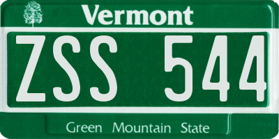 VT license plate ZSS544