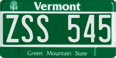 VT license plate ZSS545