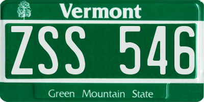VT license plate ZSS546