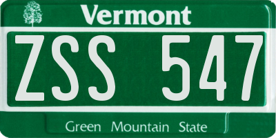VT license plate ZSS547