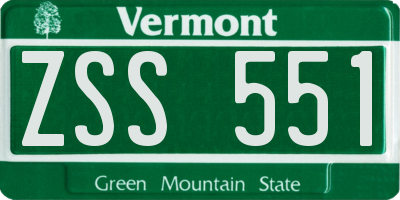 VT license plate ZSS551