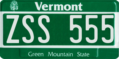 VT license plate ZSS555