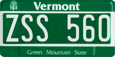 VT license plate ZSS560