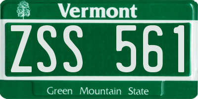 VT license plate ZSS561