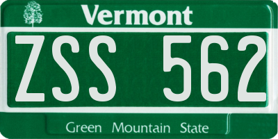 VT license plate ZSS562