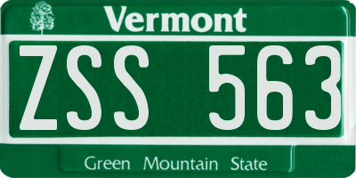 VT license plate ZSS563