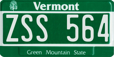 VT license plate ZSS564