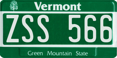 VT license plate ZSS566