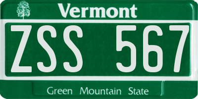 VT license plate ZSS567
