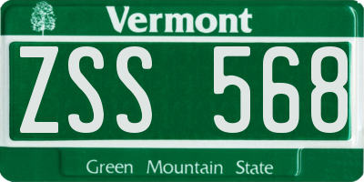 VT license plate ZSS568