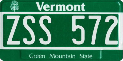 VT license plate ZSS572