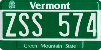 VT license plate ZSS574