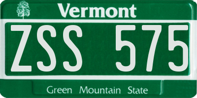VT license plate ZSS575