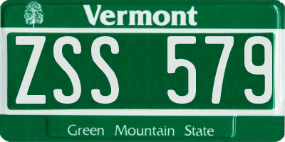 VT license plate ZSS579