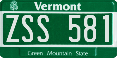 VT license plate ZSS581