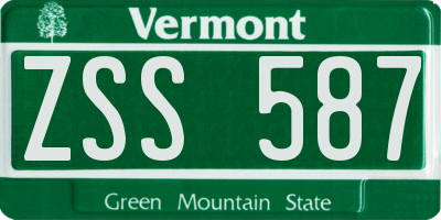 VT license plate ZSS587