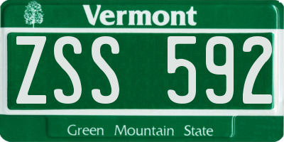 VT license plate ZSS592
