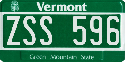 VT license plate ZSS596