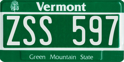 VT license plate ZSS597