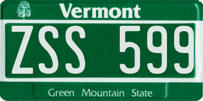 VT license plate ZSS599