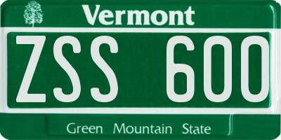 VT license plate ZSS600