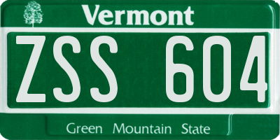 VT license plate ZSS604